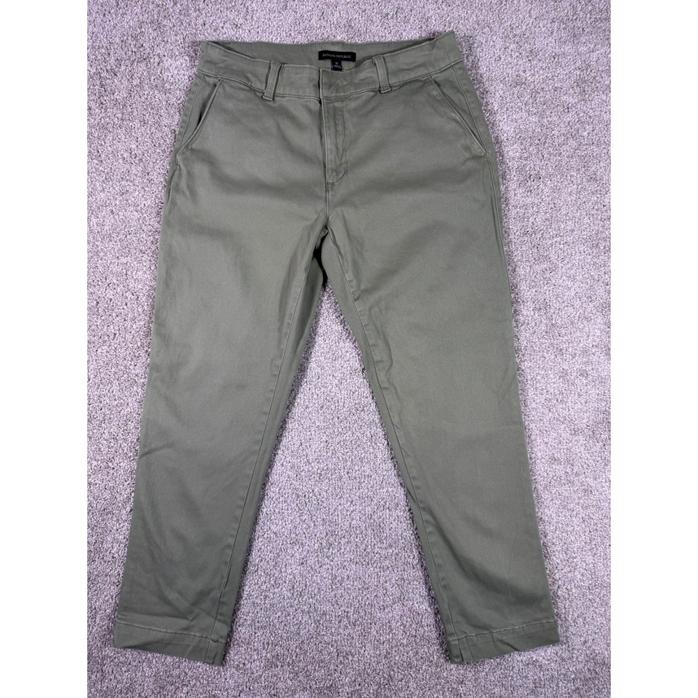 Banana Republic Womens Chino Pants Size 10 Green Flat Front Casual